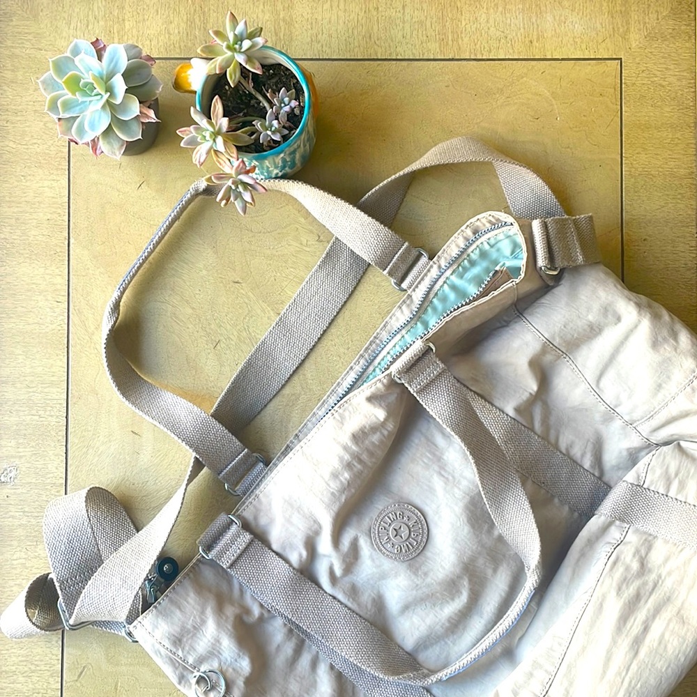 Kipling Beige Overnight Tote Bag